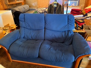Ekornes Stressless Scandinavian Style Blue Fabric Loveseat