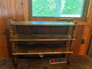 Vintage Mid-Century Spindle Leg 3-Tier Wooden Bookshelf  Display Stand