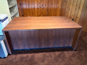 Vintage Mid-Century Modern Style Wooden Executive Office Desk - With 3 Drawers