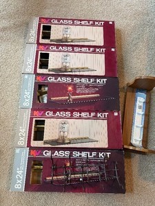 Vintage KV Glass Shelf Kits (8 x 24) & Wooden Wall Decor