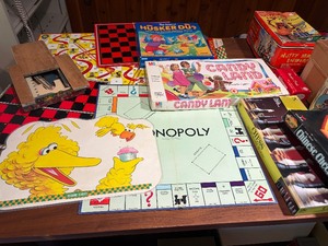 Vintage Board Game & Toy Lot - Monopoly, Candy Land, Lincoln Logs, Tinkertoy, Bop It