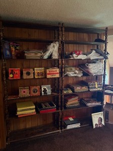 Vintage Mid-Century 6-Tier Spindle Bookcase  Modular Wooden Shelving Unit