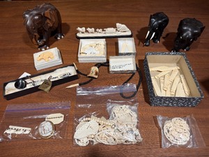 Vintage Elephant-Themed Carvings, Jewelry, Letter Openers & Souvenir Collectibles Lot