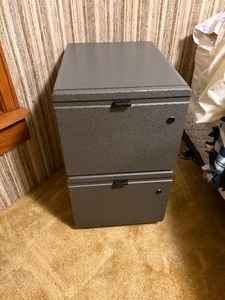 Vintage 2-Drawer Filing Cabinet  Nightstand - Gray Textured Finish - Locking