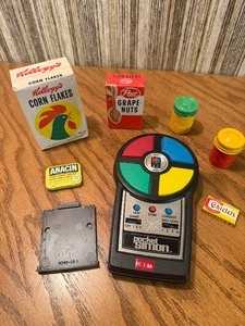 Vintage Pocket Simon Game, Miniature Advertising Boxes, Kodak Film Canisters & NOS Novelty Collectibles