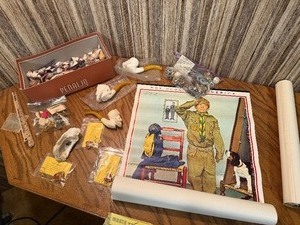 Mixed Collectibles Lot Featuring Boy Scouts Poster, Figural Pipes, Costume Jewelry, Shells & More
