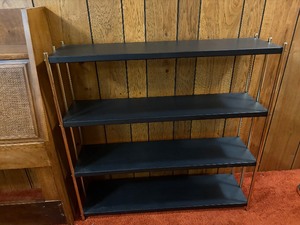 Mid-Century Modern 4-Shelf Metal Etageres Bookcase - Black & Gold