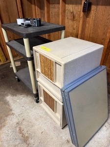 Vintage Structo-File Storage Drawers, Folding Table & Rolling Utility Cart