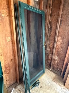 Full-View Storm Door Assembly  Green Finish with Hardware, Closer & Trim Pieces