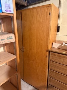 Oak Veneer Storage Cabinet  Utility Wardrobe with Adjustable Shelving