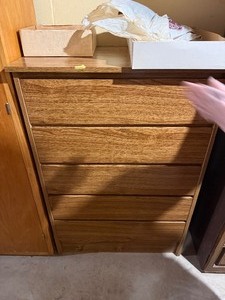 5-Drawer Oak Finish Chest of Drawers  Bedroom Storage Cabinet