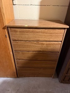5-Drawer Oak Finish Chest of Drawers  Bedroom Storage Cabinet
