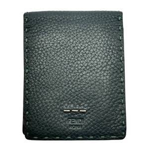 Fendi Dark Green Leather Bifold Wallet Pre-Owned Retail $520