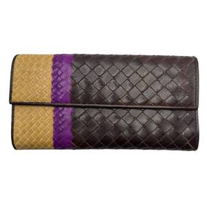 Bottega Veneta Intrecciato Leather Tri-Color Continental Wallet Pre-Owned Retail $1,200