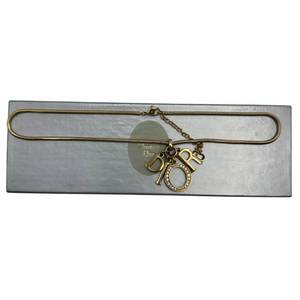 Christian Dior Gold Tone Dior Charm Necklace w Crystal Accents  Box Pre-owned Retail $950