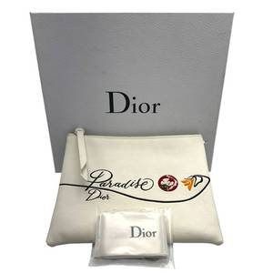 Christian Dior Paradise Leather Zip Pouch Clutch w Box & Insert Pre-Owned Retail $1,200
