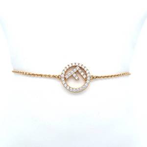 Fendi Gold Tone Crystal FF Logo Bracelet 8 Made in Italy Pre-Owned Retail $550