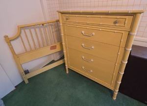 Thomasville Faux Bamboo Dresser & Twin Headboard Yellow Set