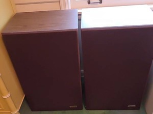 ATL Award Vintage Floor Speakers Pair Woodgrain Cabinet Stereo