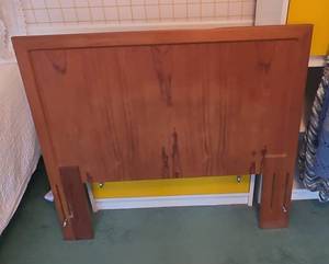Scandinavian Danish Mid-Century Modern Teak Twin Headboard Made in Denmark 75