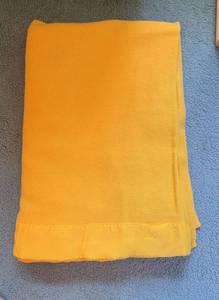 Vintage Yellow Wool Queen Blanket Satin Bound Solid Color Bedding