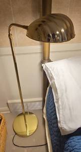 Adjustable Brass Floor Reading Lamp Shell Shade 15in Wide