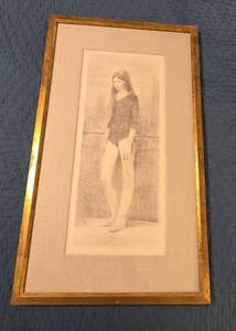Framed Dancer Figure Print in Gilt Frame 15in x 26in Wall Art