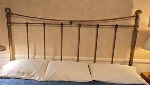 Brass King Size Headboard Traditional Curved Spindle Ball Finial