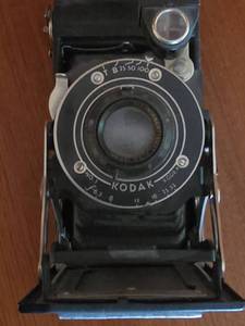 Vintage Kodak Folding Bellows Camera w Kodon Shutter Black Body