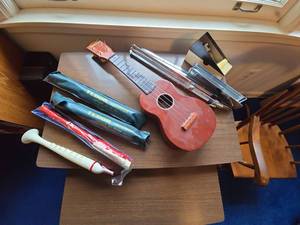 Assorted Student Music Instruments Ukulele Recorders & Folding Stand