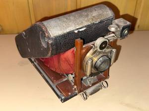 Vintage Kodak Folding Bellows Camera Red Bellows Wood Base Finder
