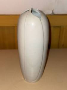 Sculptural White Art Pottery Vase Matte Finish Tulip Form