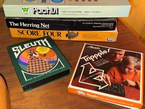 Vintage Board Games & Puzzle Lot Pachisi Sleuth Tripples Score Four