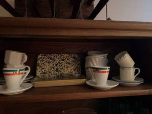 Assorted Ceramic Espresso Cups Saucers Ramekins & Floral Trays Lot