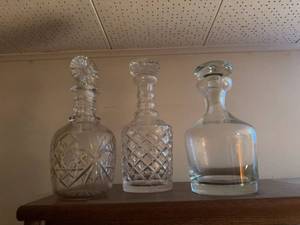 Vintage Cut Crystal and Glass Decanter Collection with Stoppers