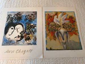 Pair of Art Prints Marc Chagall Poster & Signed Numbered Ram Image