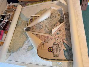 Vintage Minnesota Map Prints & Ipswich Bay Gloucester Harbor Chart Lot