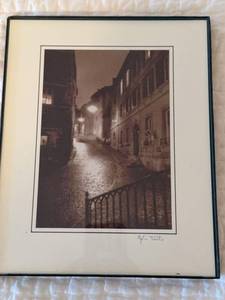 Signed Framed Sepia Street Scene Art Photograph Matted Print