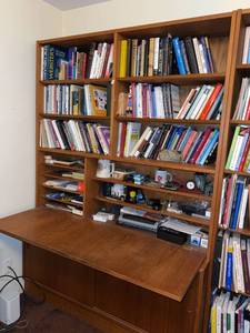 Mid Century Modern Teak Secretary Bookcase Cabinet Desk - Contents not included