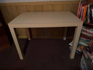 Mid Century Modern White Parsons Writing Desk Console Table Approx 40 x 24 x 28