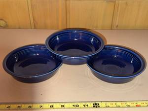 Fiesta Cobalt Blue Ceramic Bowls Set of 3 HLC USA Dinnerware