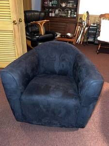 Swivel Barrel Club Chair Black Microsuede Upholstery 36x30