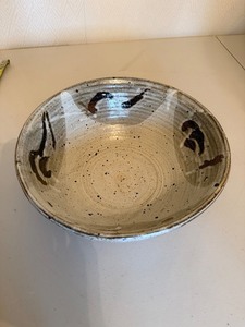 Speckled Ceramic Serving Bowl With Abstract Glaze