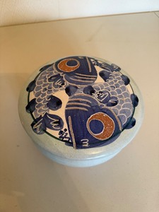 Decorative Ceramic Fish Motif Lidded Container