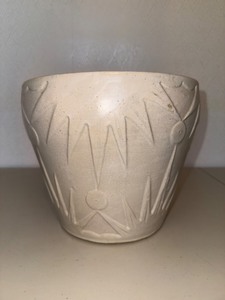 Vintage Ivory Ceramic Relief Planter