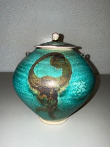Turquoise Glazed Ceramic Lidded Vessel