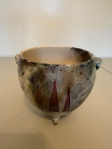 Decorative Ceramic Footed Bowl or Planter With Handles