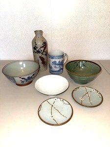 Japanese-Style Ceramic Tableware & Vase Mixed Lot (Lot of 8)