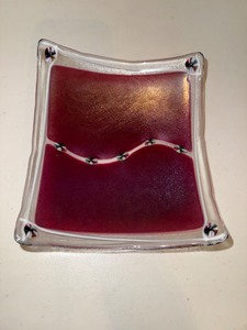 Signed 2004 Fused Glass Decorative Tray