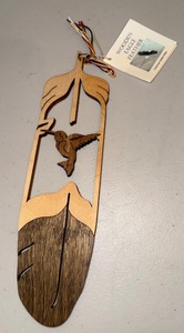 Wooden Eagle Feather Wall Hanging - Carved Bird Motif